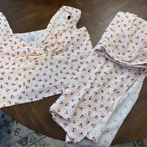 Floral Pink Crop Top and skirt Set